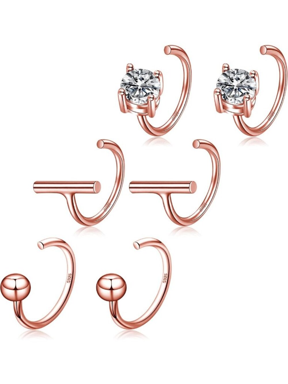 Chic 925 Sterling Silver Half Hoop Earrings for Women, Lightweight Huggie Hoops